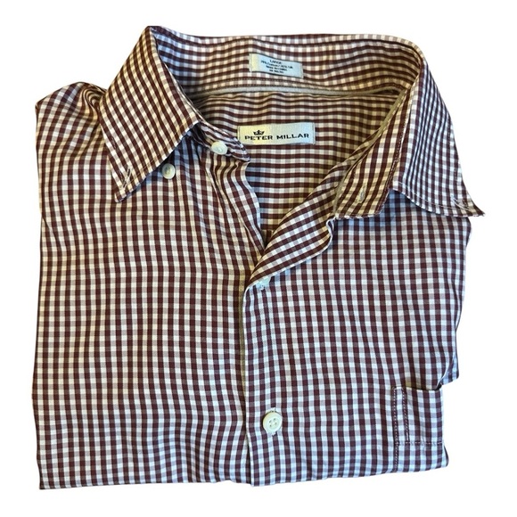 Peter Millar Other - Peter Millar Crown Crafted Men's Red Checkered Button Down Shirt Cotton & Silk L
